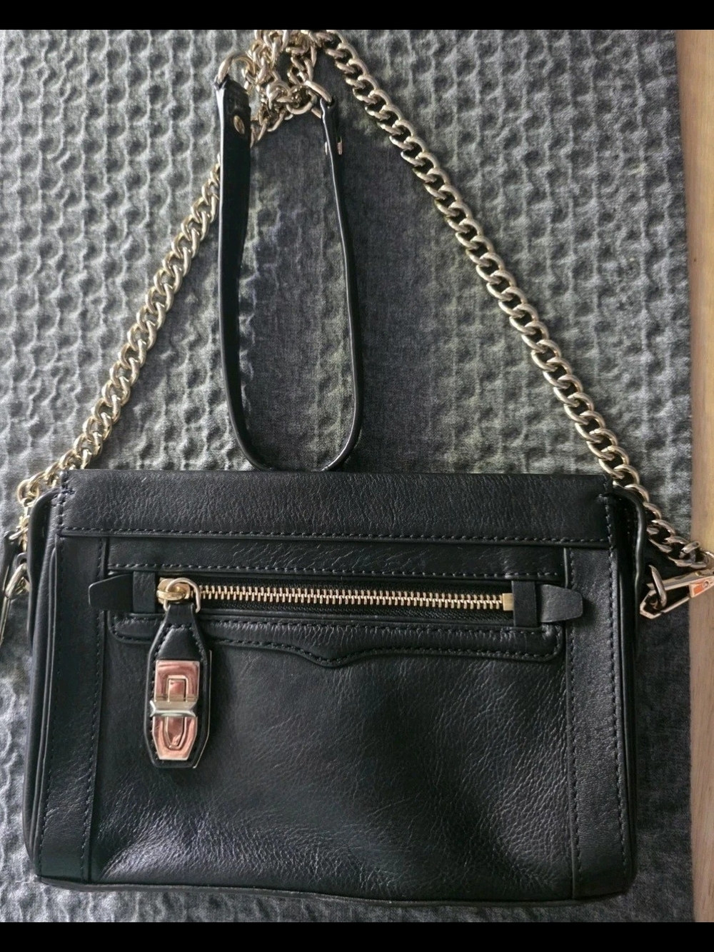 New Rebecca Minkoff Crosby Smooth Black Leather & Gold Hardware & Dustbag